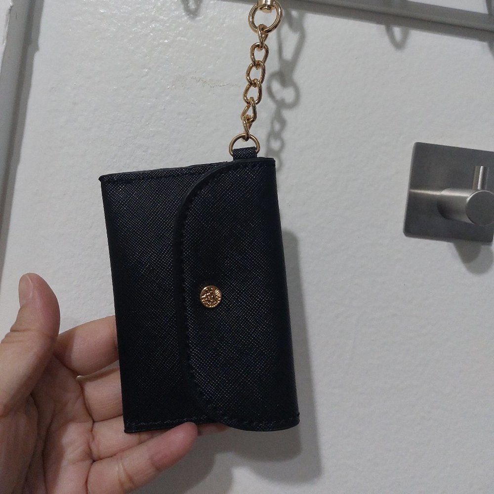 Simple Black Buttoned Up Closure Mini Handbag Clip On Pouch